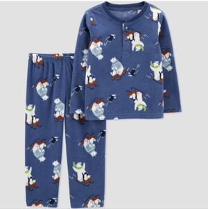 Blue Kids Shirt with Skiing Animals